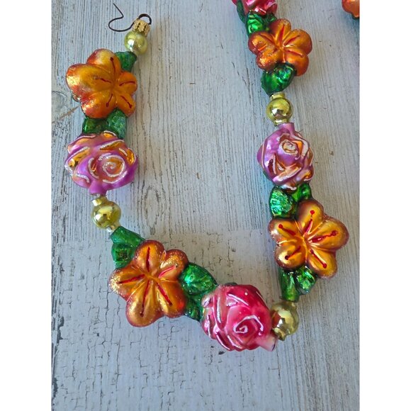 Radko lei land flower Garland glitter tropical Hawaiian glass Xmas vintage hibis - Picture 6 of 15